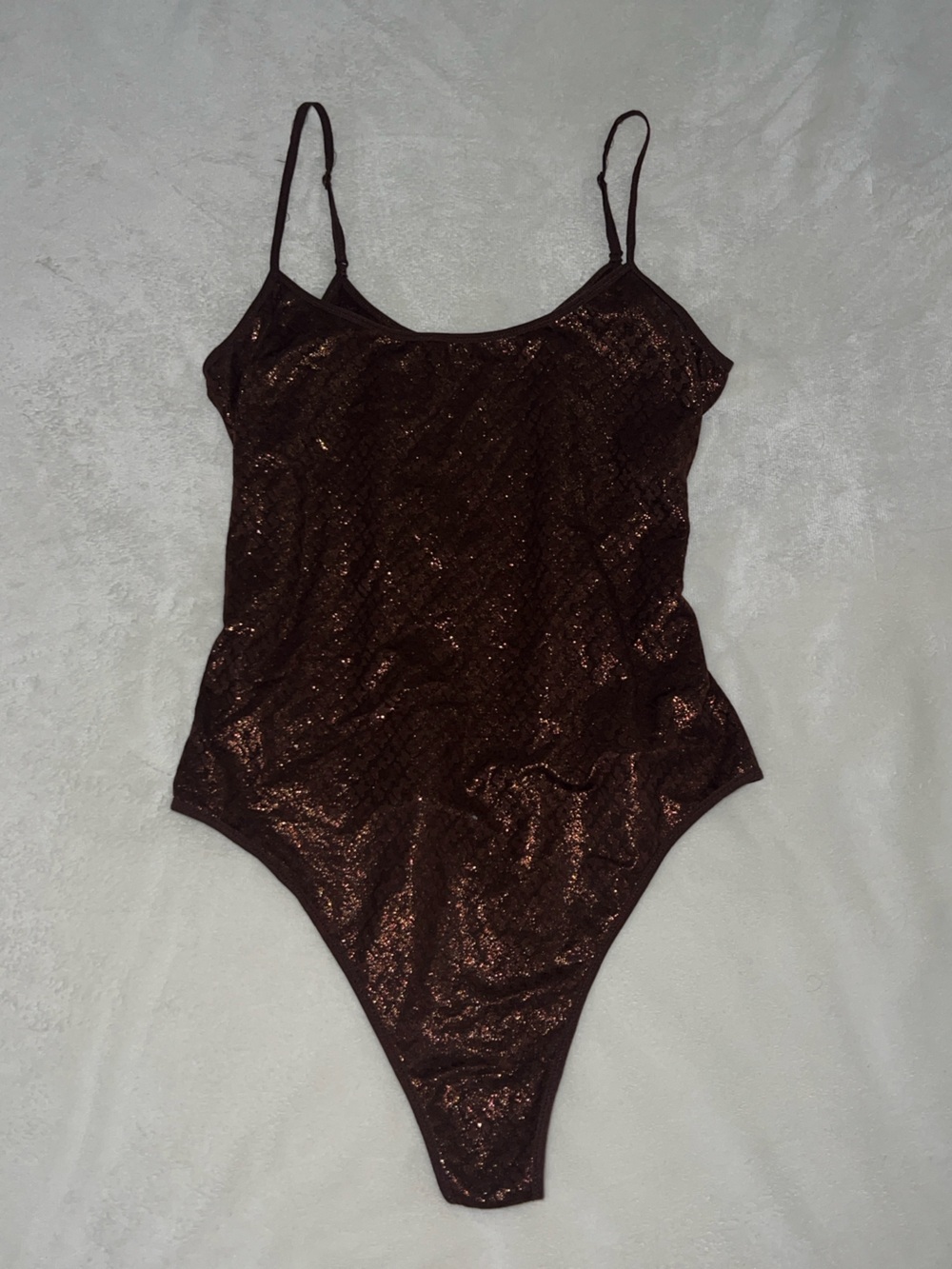 SKIMS BROWN SHIMMERY BODYSUIT